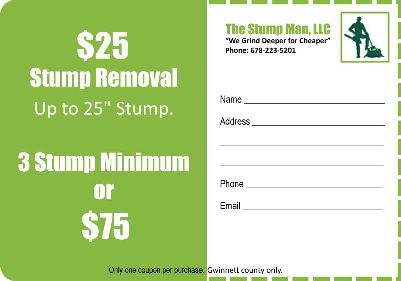 Discounts Coupons Stump Removal Stump grinding Service Atlanta
